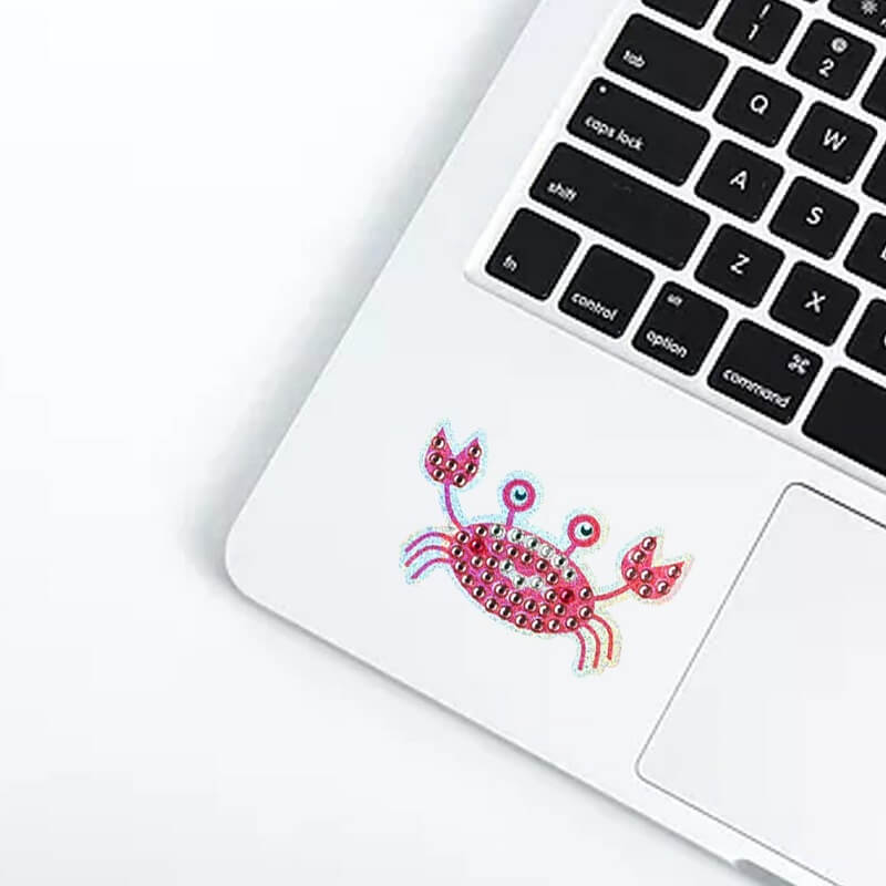 crab diamond painting mosaic adhesive sticker on laptop