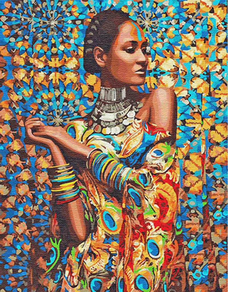 Colorful African woman Full Round Diamond Painting Kits
