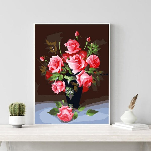Painting By Numbers Kit Color Flower Hand Painted Canvas Oil Art Picture
