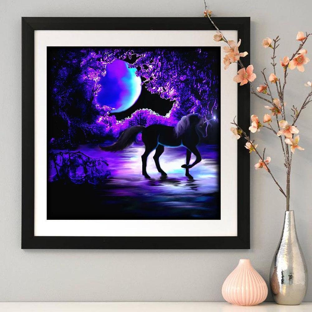 Diamond Painting - Full Round - Purple Flower Unicorn