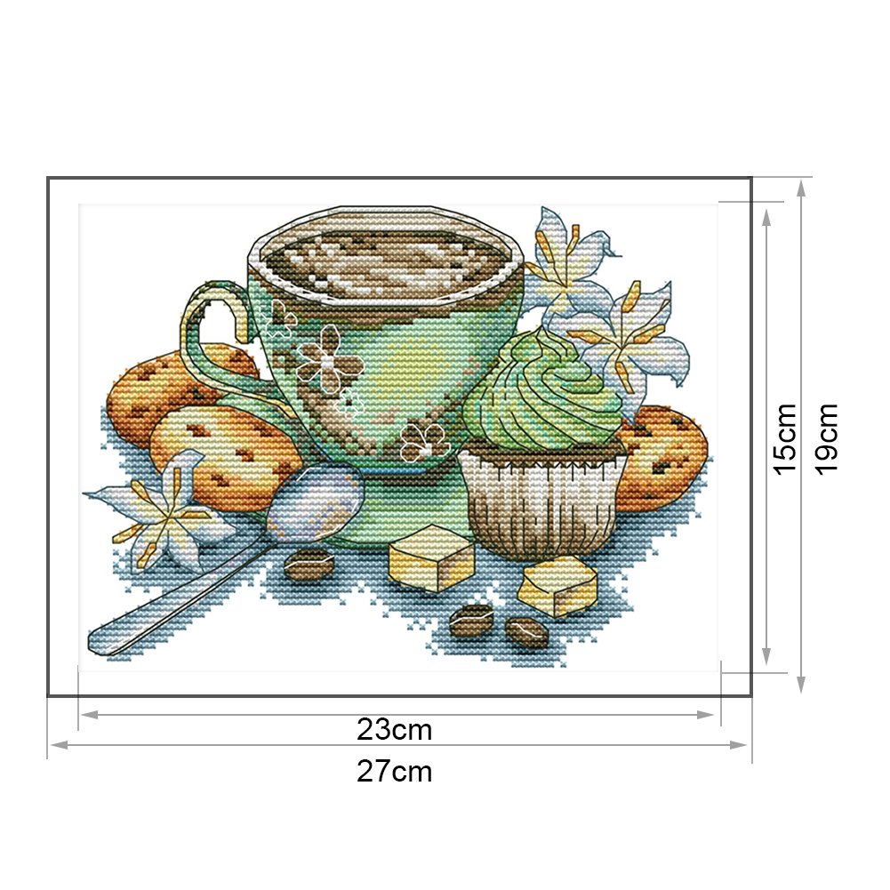 Ponto cruz estampado 14ct - xícara de chá (27*19cm)
