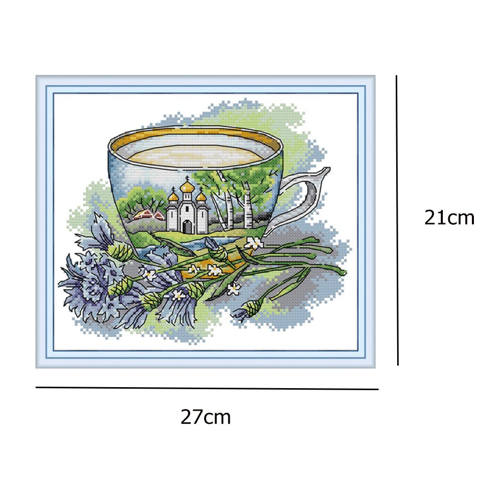 14ct Stamped Cross Stitch - Cup Landscape (27*21cm)