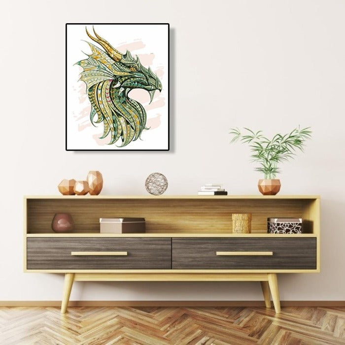 Green Dragon Canvas Acrylic Picture Kits Home Wall Art Decoration