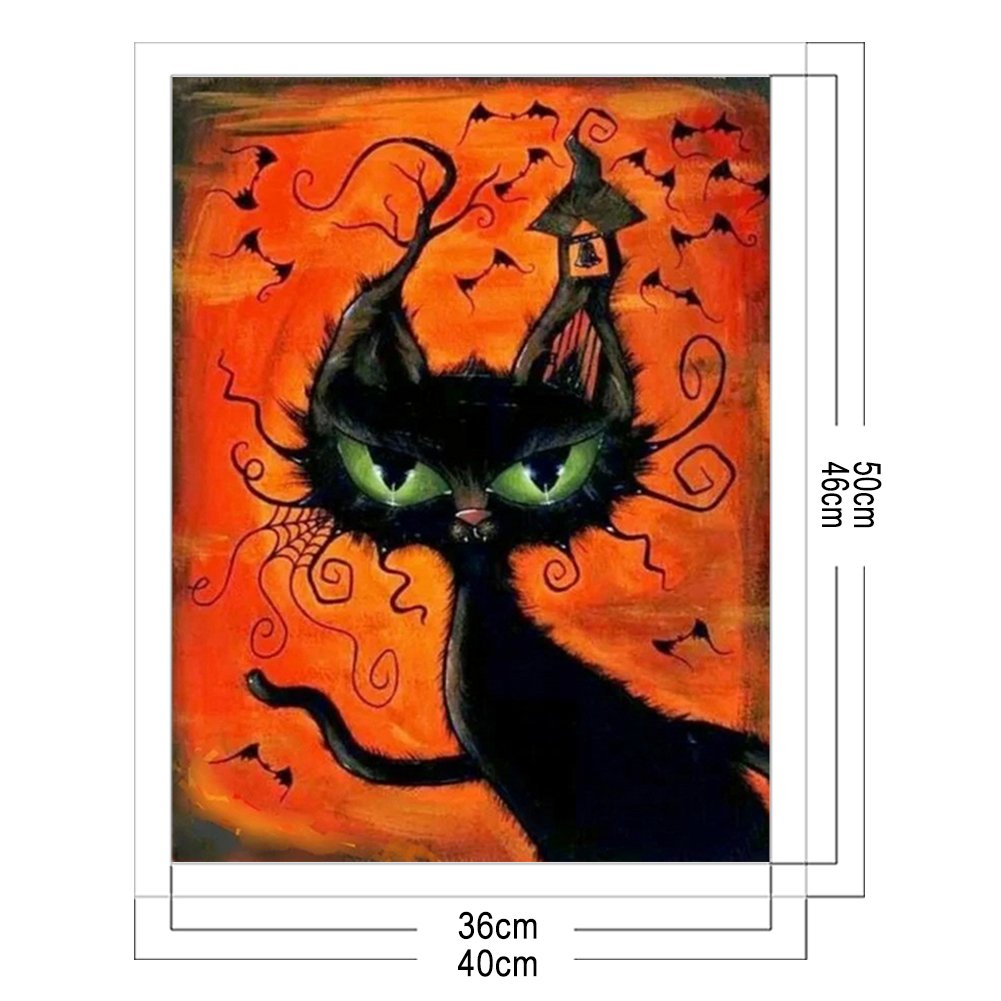Punto de Cruz Estampado 11ct - Gato Halloween (40*50cm)