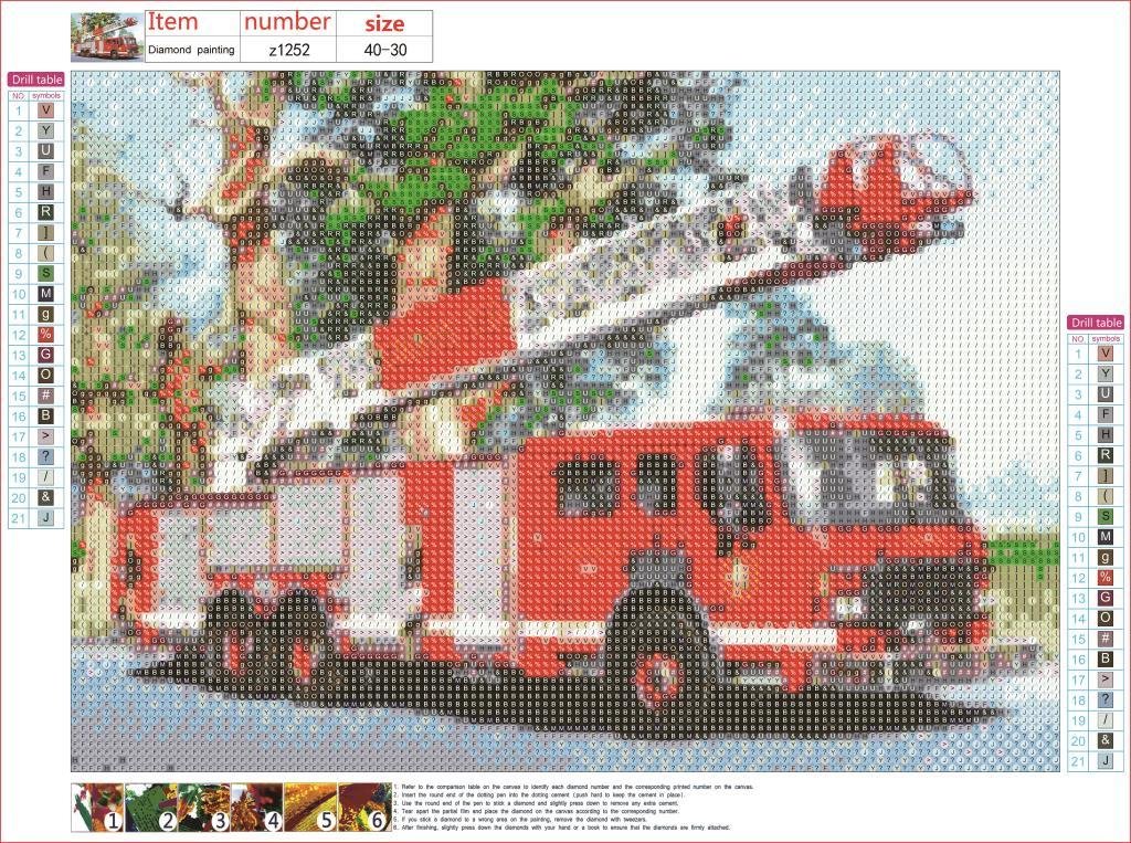 Pintura de diamante - Ronda completa - Camión de bomberos