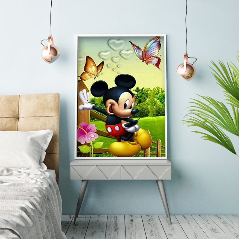 11ct Stamped Cross Stitch Canvas with Mickey Mouse printing