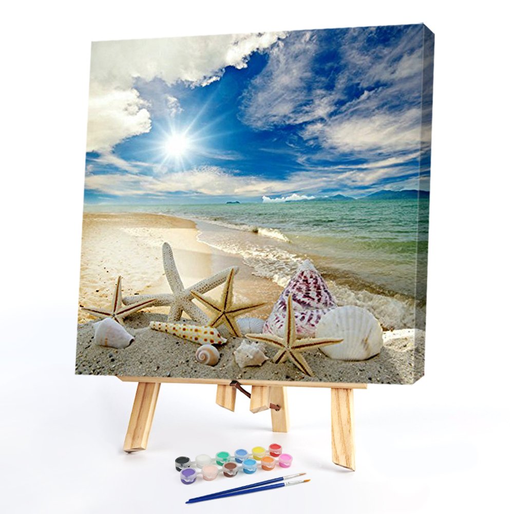 Pintura por Número - Pintura al Óleo - Playa Costera (40*40cm)