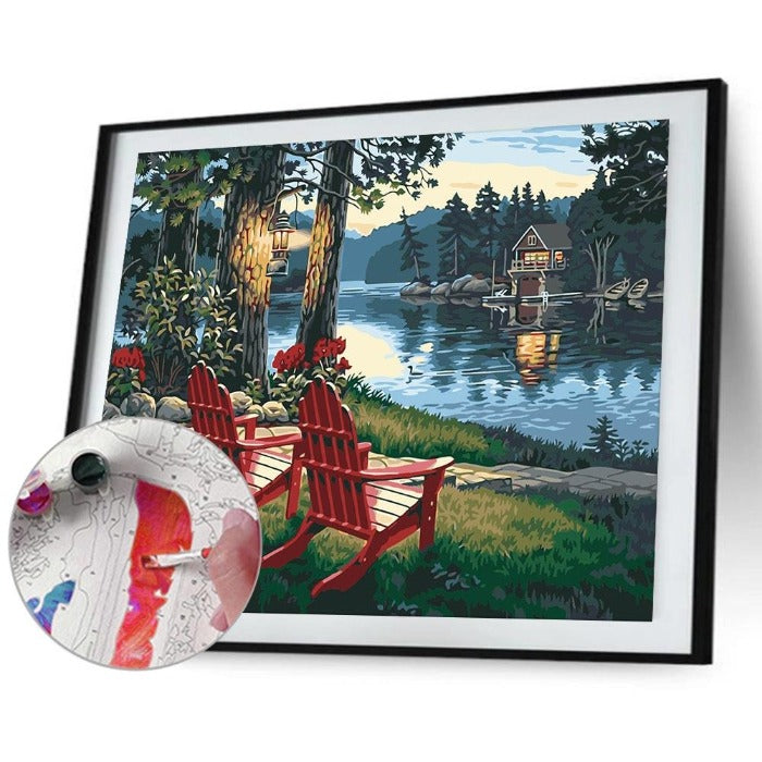 Relax Lake Hand Painted Artwork Canvas Digital Oil Art Picture Craft Home Wall Decor