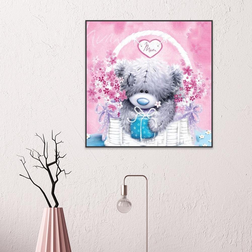 Pintura Diamante - Redondo Completo - Urso Teddy B