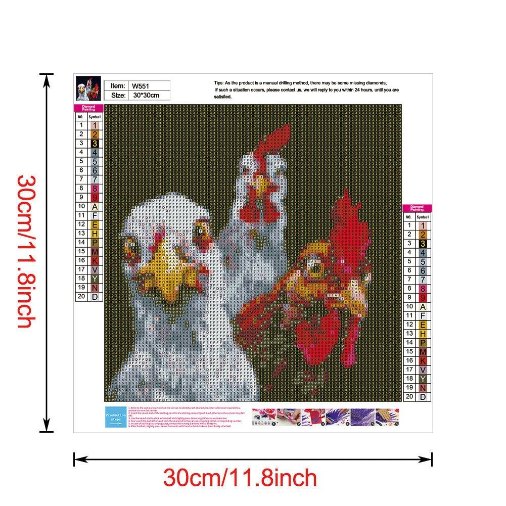 Rooster 5D DIY diamond painting canvas size