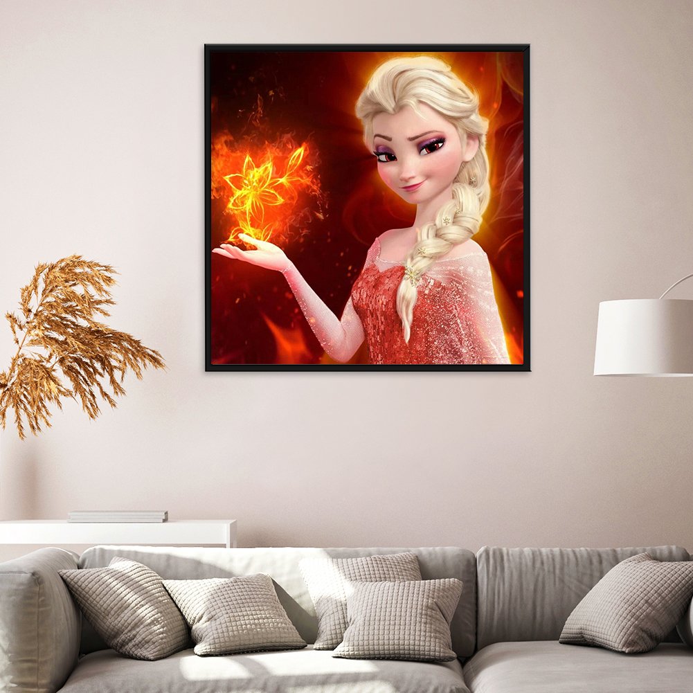 5D Frozen Diamond Painting On Canvas Full Drill Fire Queen Elsa Craft