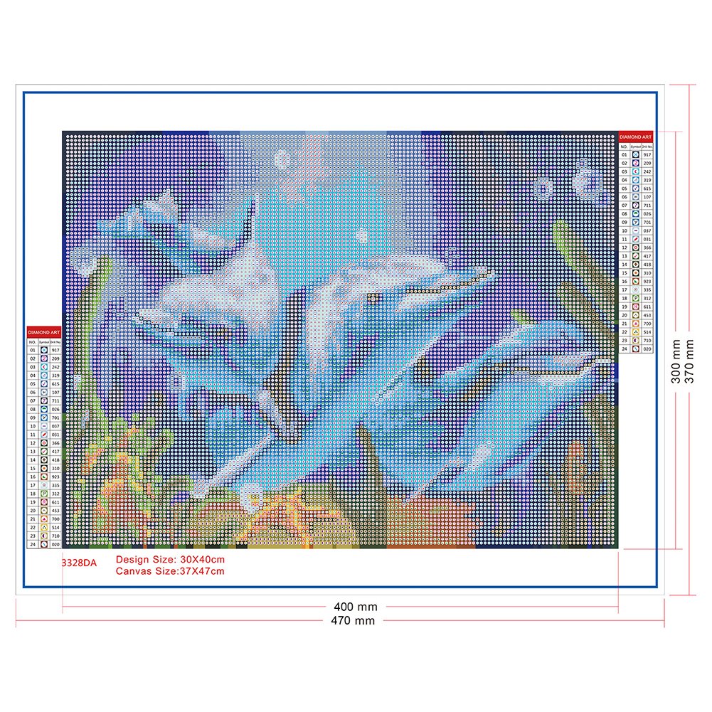 Kit de pintura diamante DIY 5D - redondo completo - Dolphin D