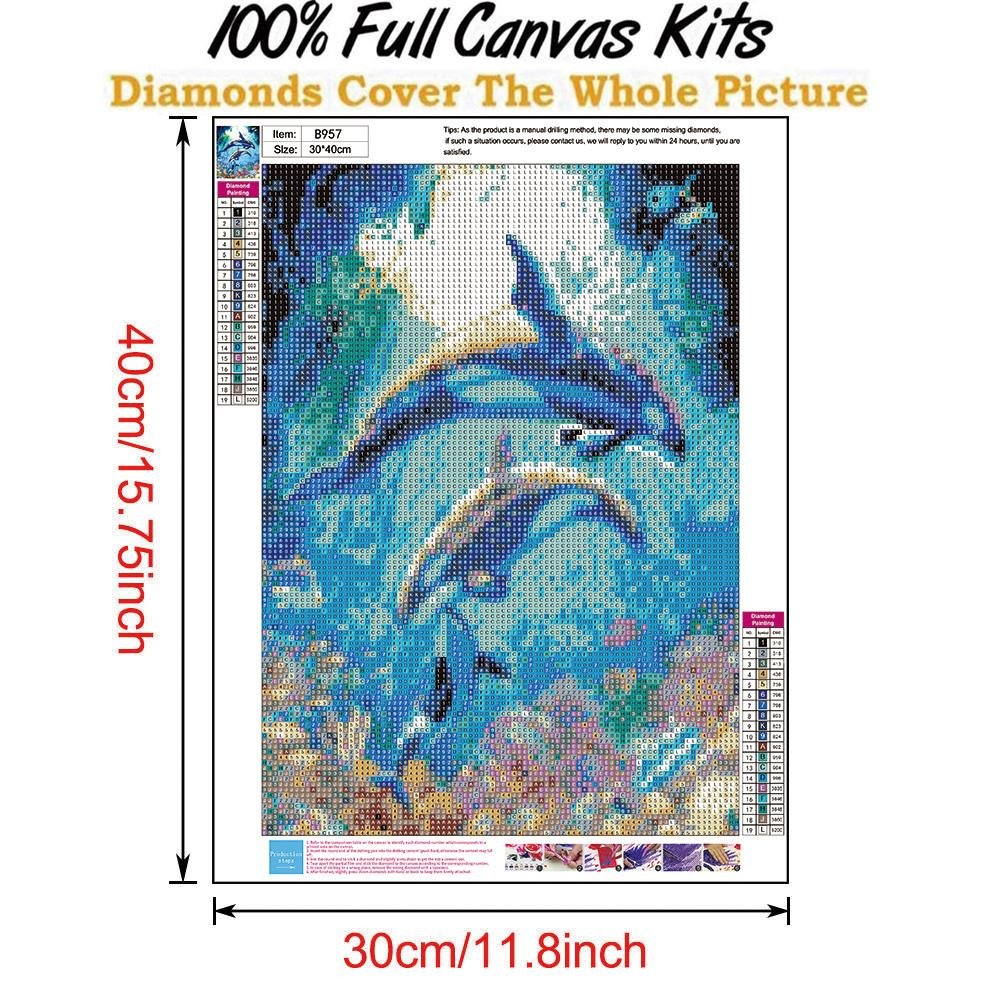 Kit de pintura de diamantes 5D DIY - Redondo completo - Delfín de fantasía