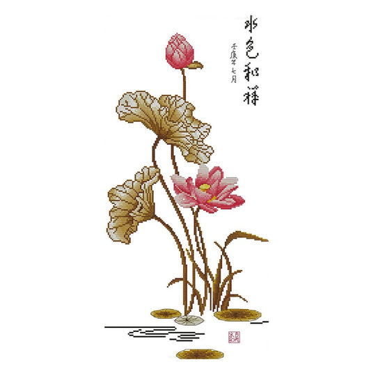 14ct Stamped Cross Stitch Lotus (55*31cm)