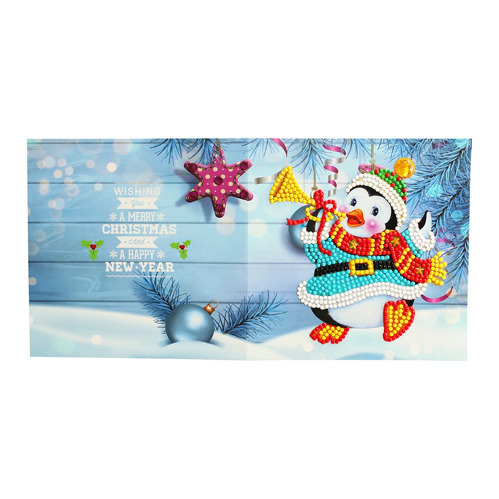 Penguine DIY Diamond Painting Holiday Greeting Card