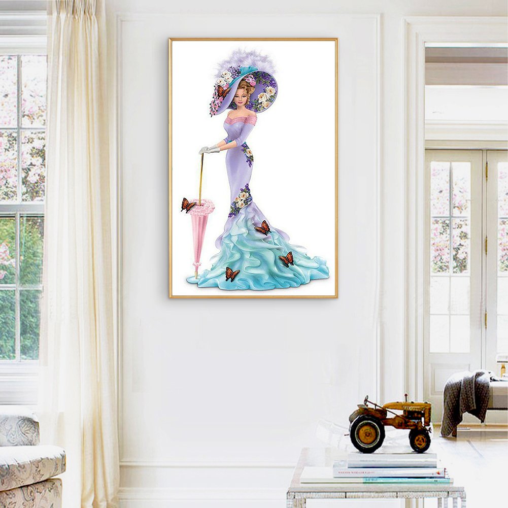 Diamond Painting - Full Round - Purple Blue Dress Lady (30*50cm)