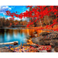 Maple by Lake Hand Painted Canvas Oil Art Picture Craft Home Wall Decor