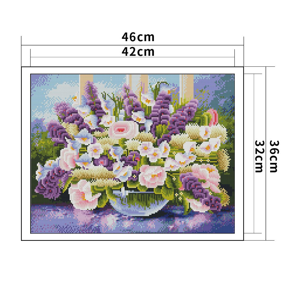 Ponto Cruz Estampado 11ct - Flor (36*46cm)