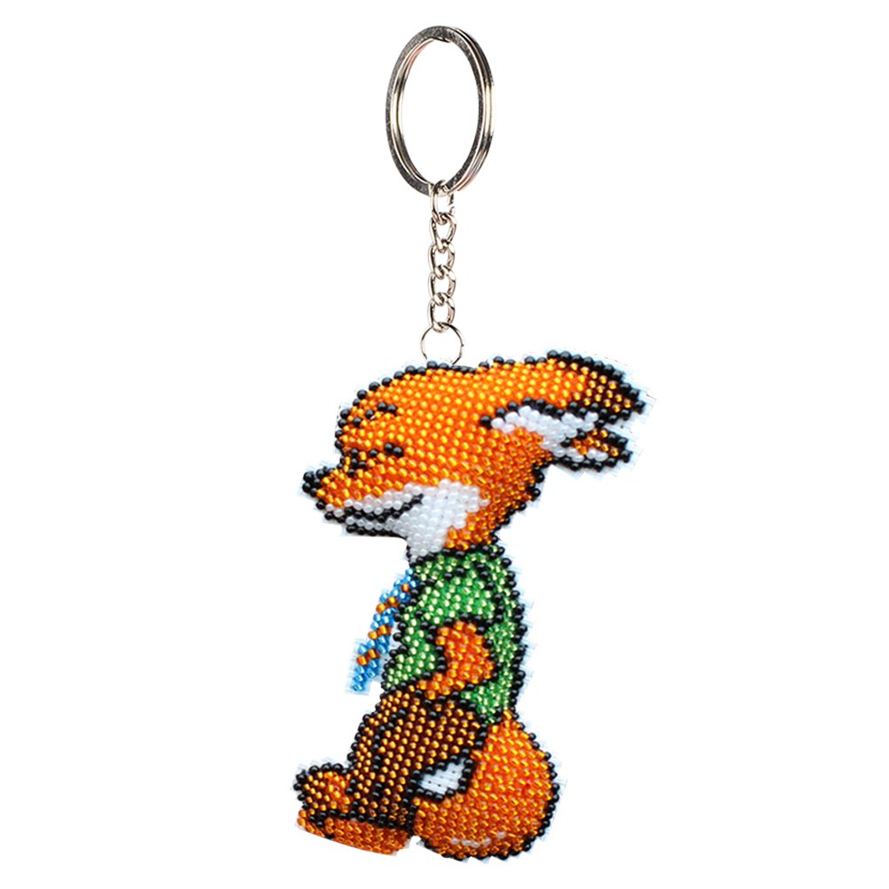 Fox Stamped Beads Cross Stitch Keychain
