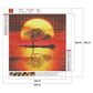 Kit de pintura de diamante DIY 5D - Redondo completo - Árvore do pôr do sol