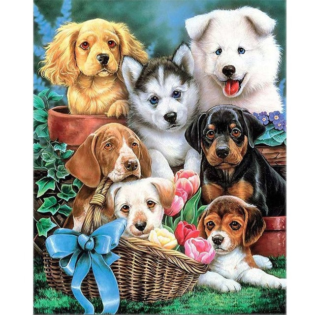 11ct Stamped Cross Stitch Puppies (46*46cm)