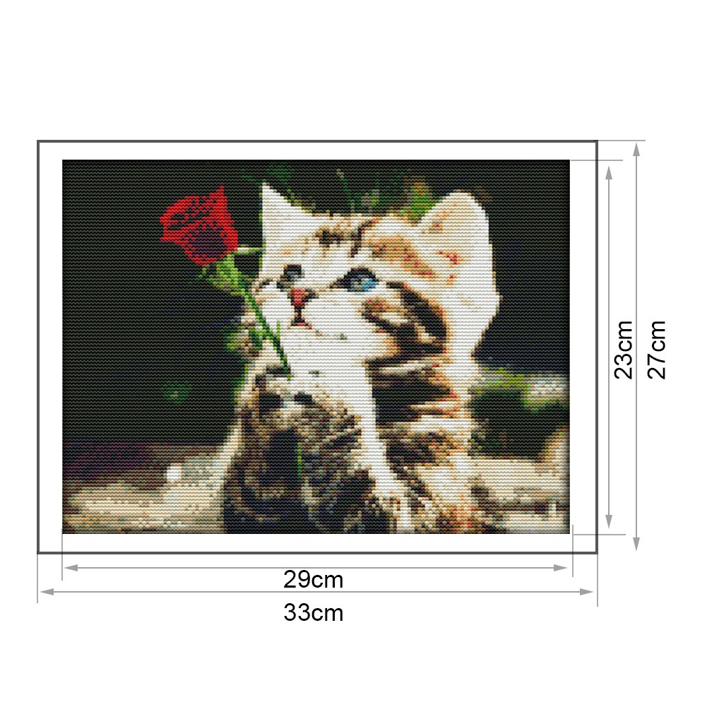 14ct Stamped Cross Stitch - Rose Cat (33*27cm)
