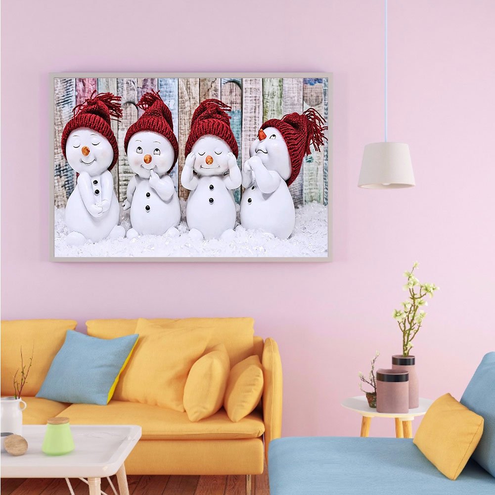 11CT Estampado Ponto Cruz - Boneco de Neve (36*66cm)