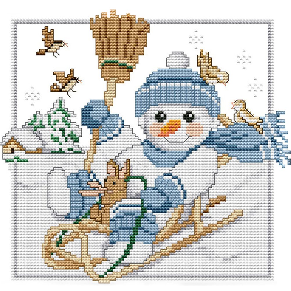 14ct Stamped Cross Stitch Christmas Snowman (27*25cm)