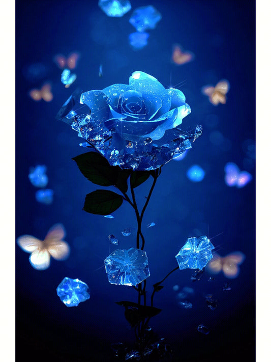 Kits completos de pintura de diamante redondo/quadrado | Flor Azul 40x70cm 50x80cm B
