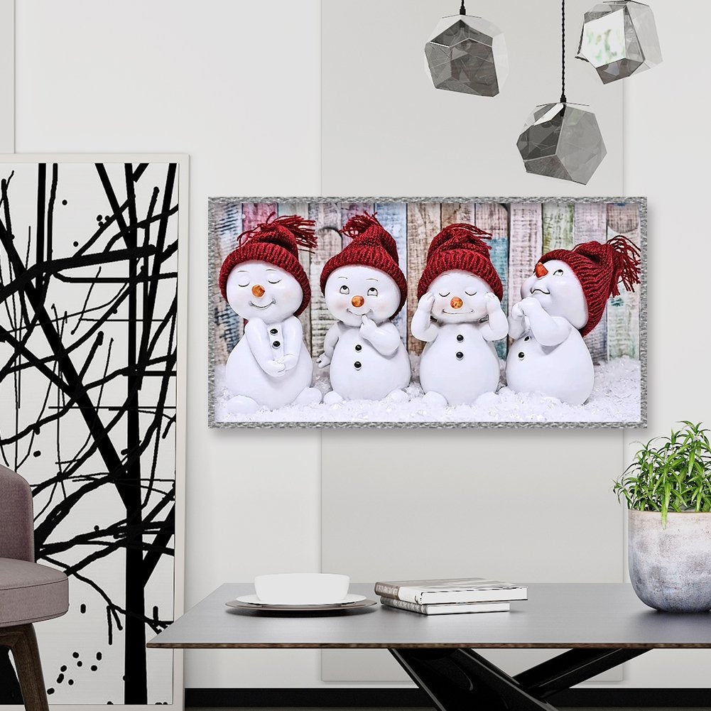 Pintura Diamante - Redondo Completo - Boneco de Neve Bebê (30*50cm)