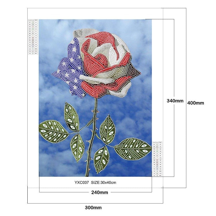 DIY 5D Crystal Rhinestone Diamond Painting Kit Flag Flower