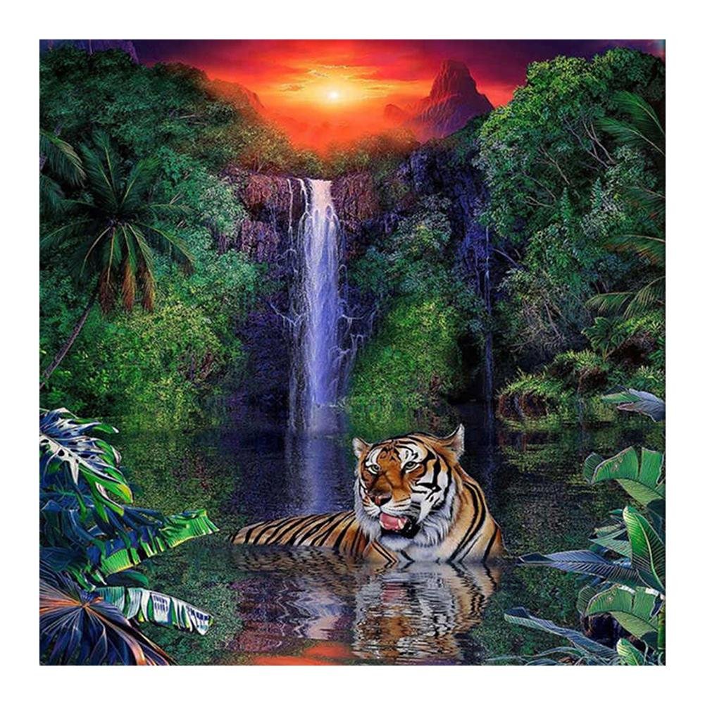 Diamond Painting - Full Round - Waterfall and Tiger