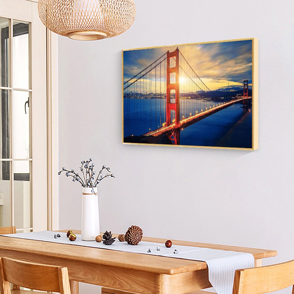 Cuadro Diamante - Redondo Completo - Puente Golden Gate (45*35cm)
