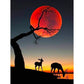 animal and tree in sunset diamond painting art