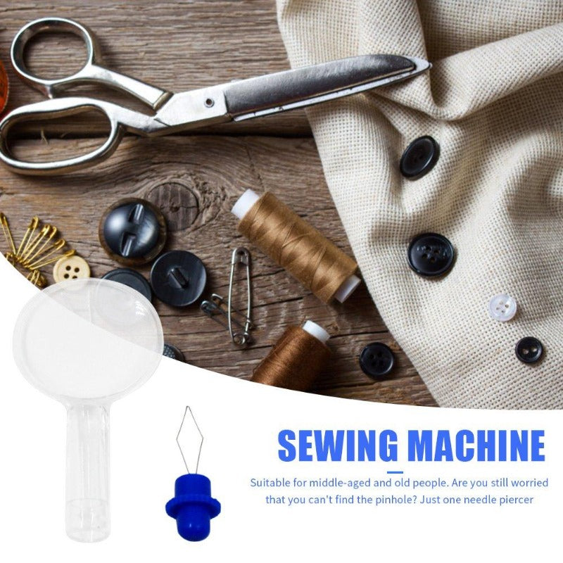 Needle Threader Leader Guide with Magnifying Glass DIY Elderly Sewing Tools
