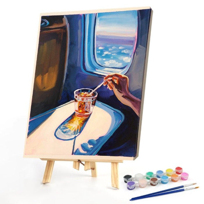 Paint By Numbers Kit DIY Beverage Time Hand Painted Canvas Oil Art Picture