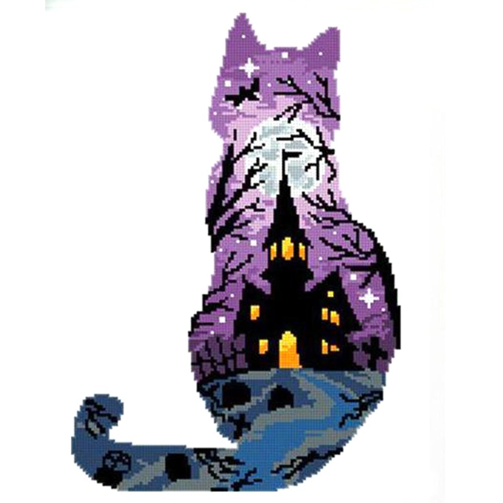 Castle Cat 11CT Stamped Cross Stitch Embroidery Kits (40*50CM)