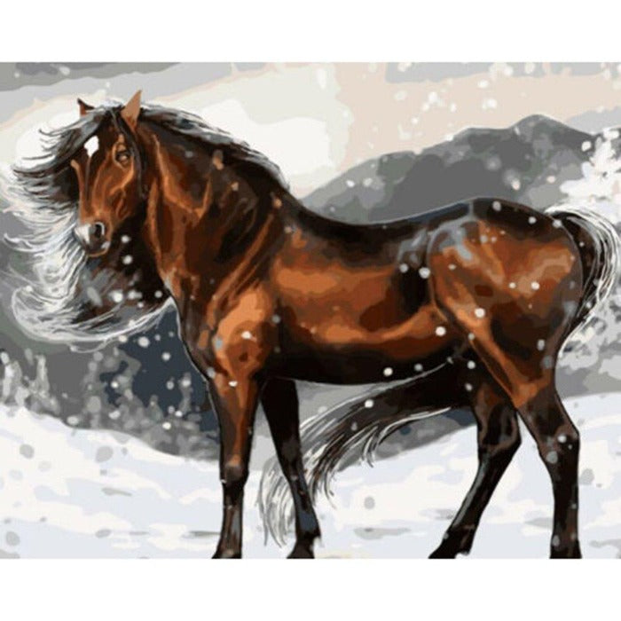 Paint By Number Oil Painting Standing Horse Craft Home Wall Decor