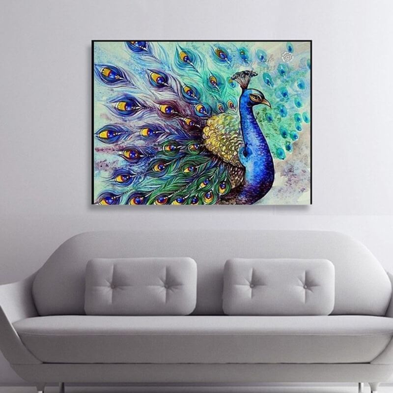 peacock diamond dots for adults wallpaper display