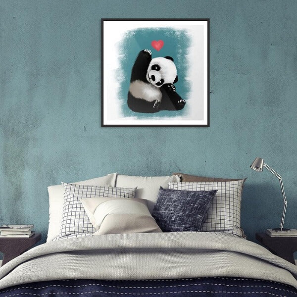 panda diamond painting on wall