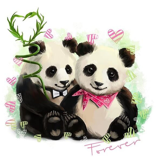 The panda couple diamond painting kit