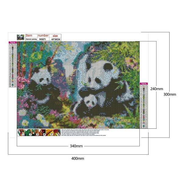 canvas size of panda family diamond painting