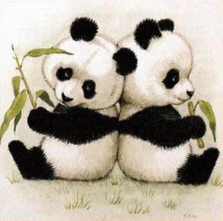 diamond painting kit two lovely pandas