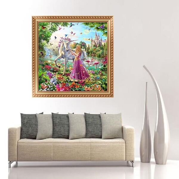 Princess and White Horse Diamond Painting Kits On The Wall 