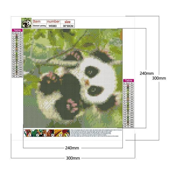 diamond painting little panda climbing tree canvas size
