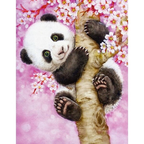 panda on tree diamond painting