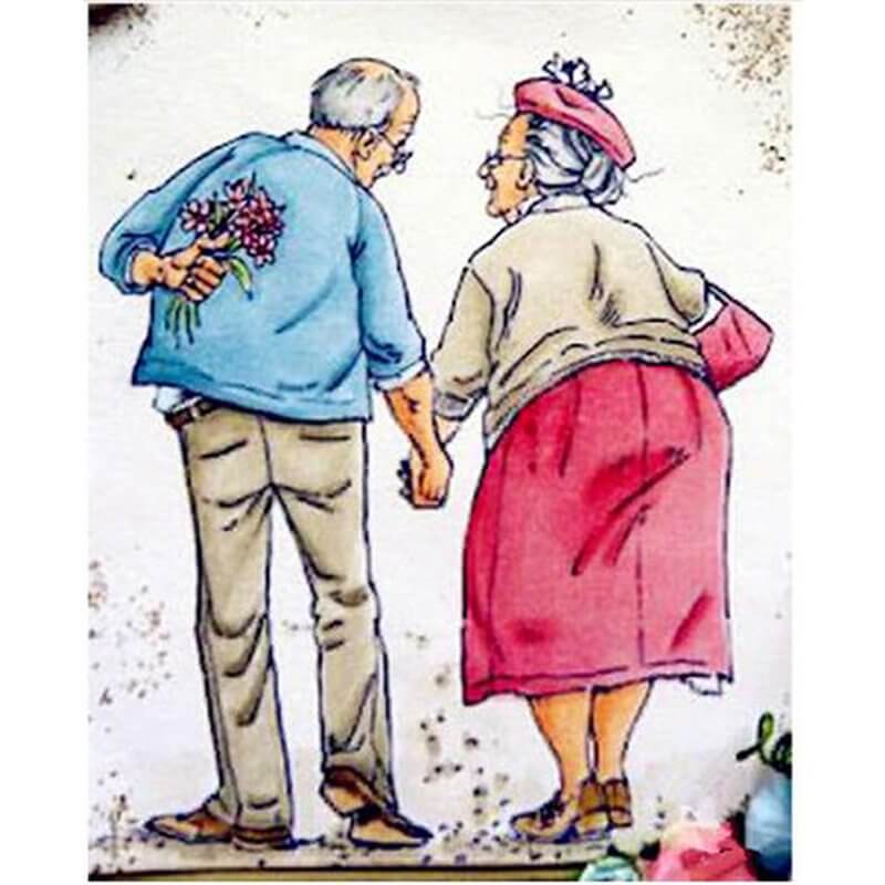 5d full drill round diamond painting kits Romantic Date Old Couple