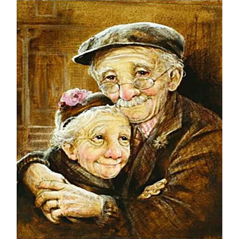 5d full drill diamond painting kits Sweet Old Couple Hug