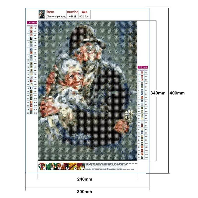 Diamond Painting Sweet Old Couple Hug Canva size