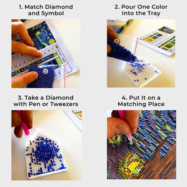 Mickey Minnie Full Round Square Diamond Painting Kits DIY Steps